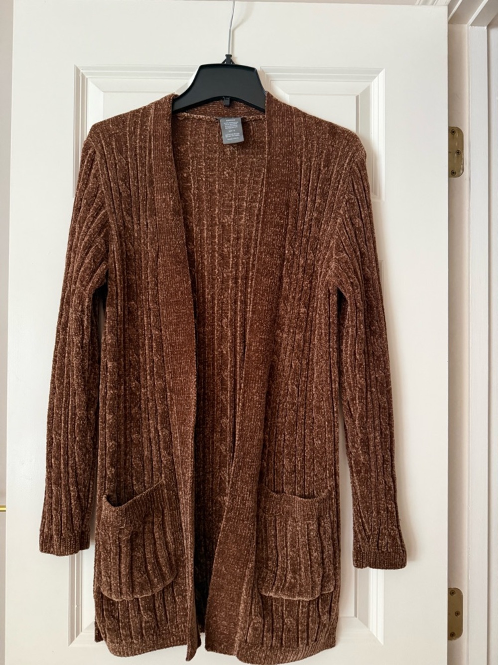 Matty M Brown Ribbed Chenille Open-Front Cardigan